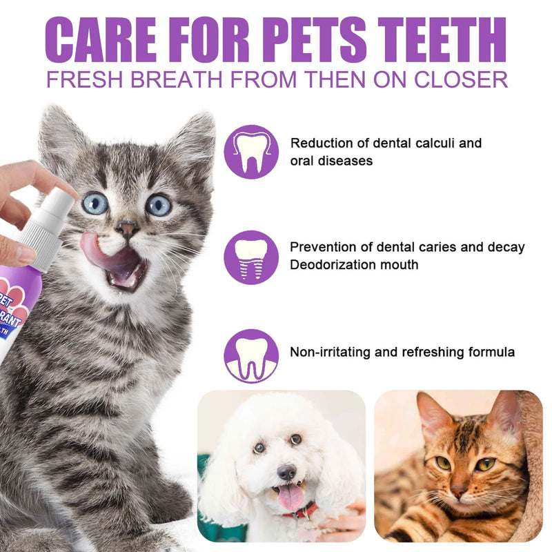 Teeth Cleaning Spray for Pet, Eliminate Bad Breath, Targets Tartar & Plaque