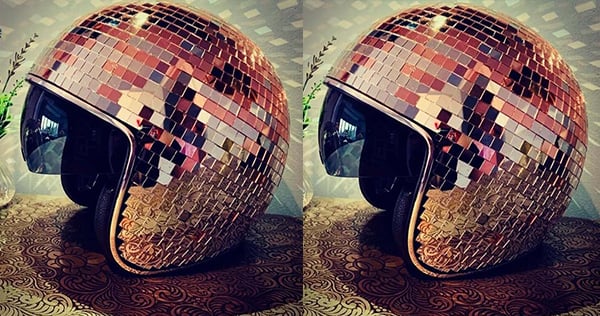 Disco ball Helmet with Retractable Visor