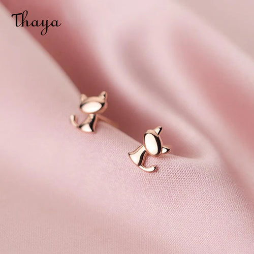 925 Silver Cute Little Cat Earrings