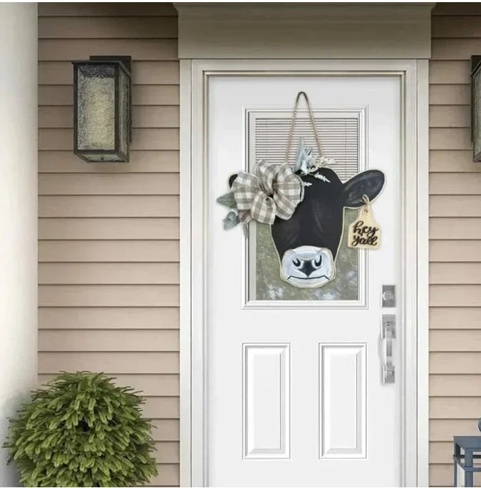 48% OFF🔥-Farmhouse Cow Head Welcome Wreath