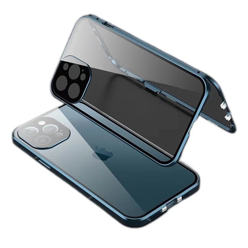 Magnetic Tempered Glass Double-sided Phone Case For iPhone