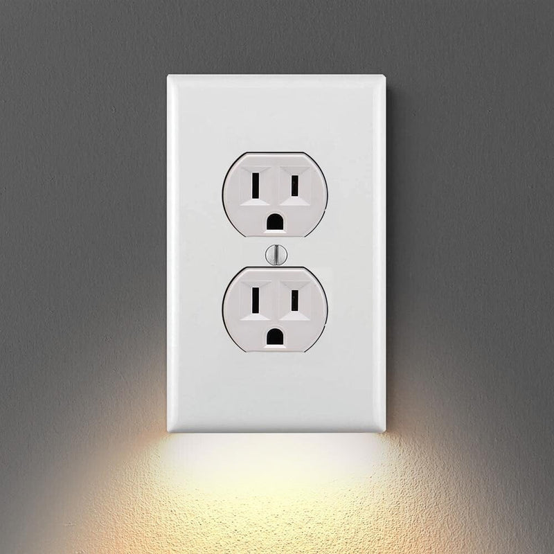 Outlet Wall Plate With Night Lights-No Batteries or Wires