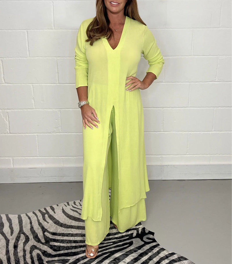 🔥Buy 2 save 20%-Casual 2 Pieces Suit With Long Top & Matching Trouser