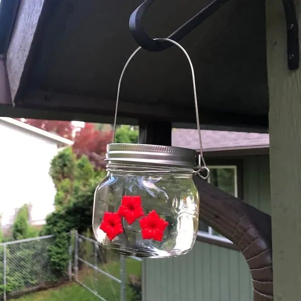 💗Mother's Day Gift -Beautiful Mason Jar Hummingbird Feeder w\/Three Ports