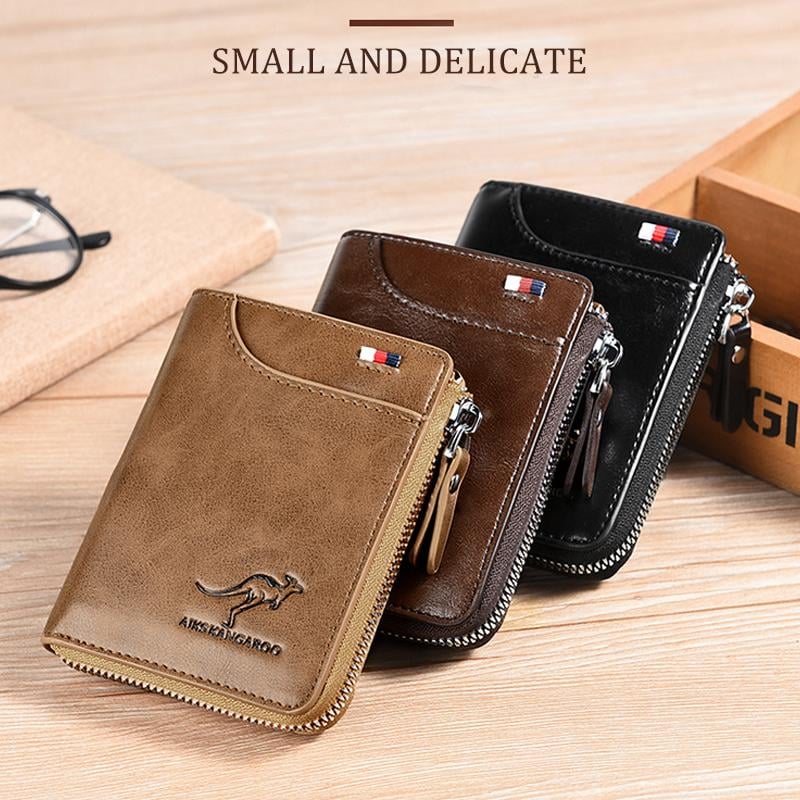 🔥 BIG SALE - 47% OFF 🔥🔥Men Wallet Zipper Genuine Leather Purse ( RFID PROTECTED )