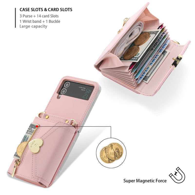Crossbody Wallet Case of Women for Samsung Galaxy Z Flip3 5G\/ Flip4