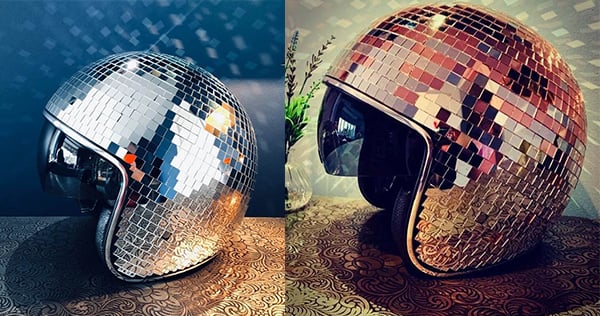 Disco ball Helmet with Retractable Visor