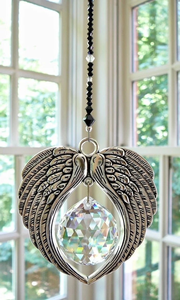 ✨ ANGEL WINGS  Crystal and Pewter Wings Suncatcher